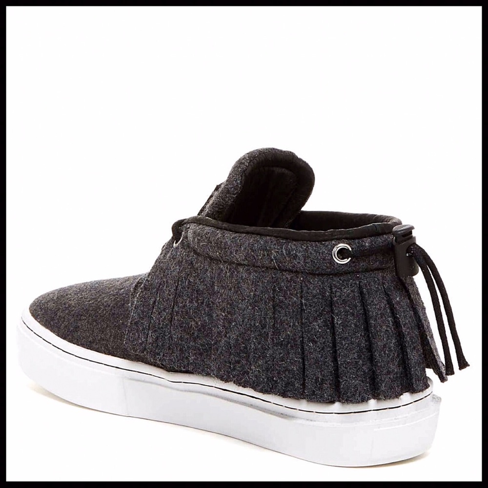 MID LOW TOP SNEAKERS FLATFORM BOHO FRINGE GREY FLATS STREETWEAR SHOES A2C - Picture 3 of 8
